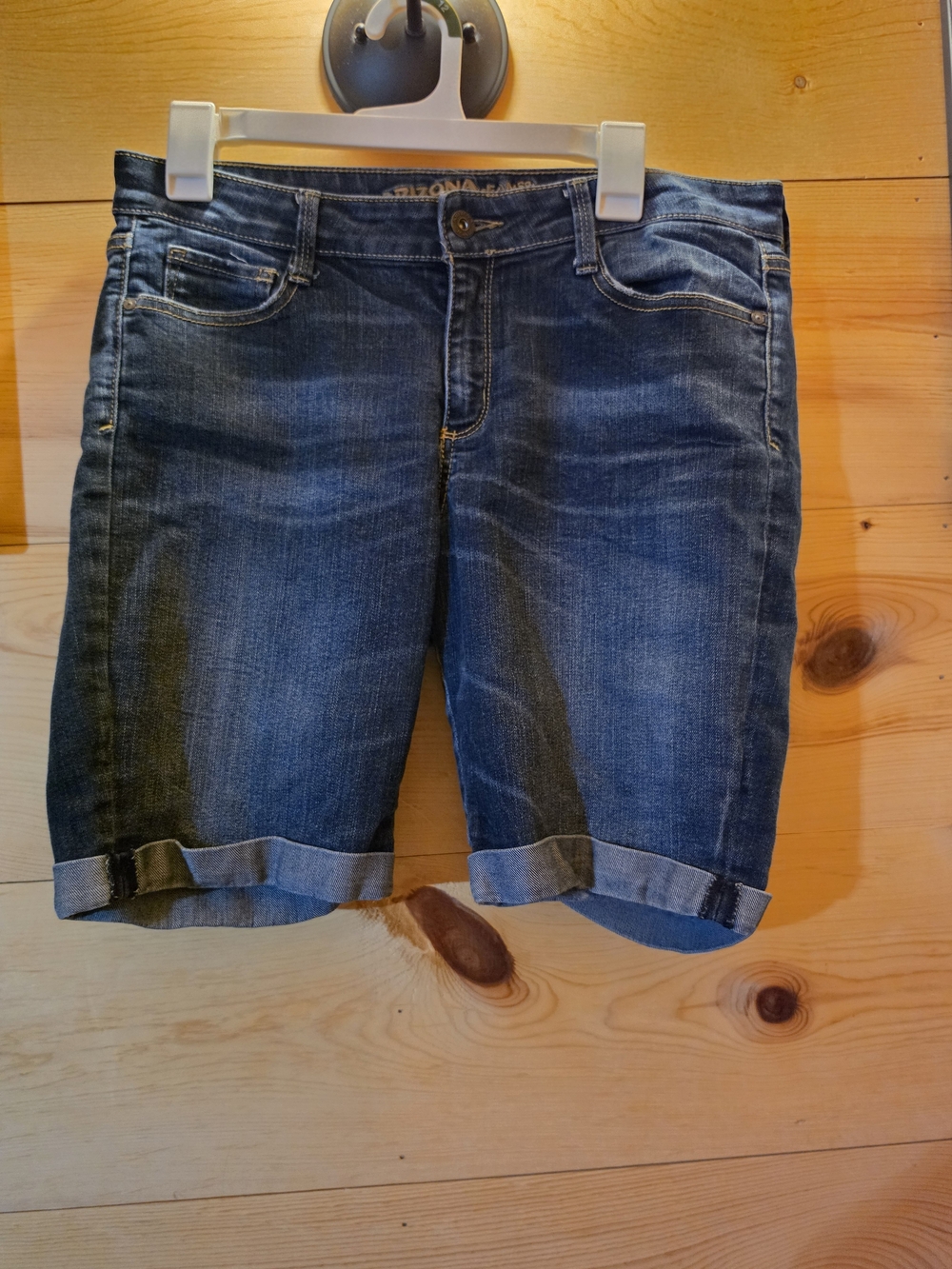 Arizona Jean Company Dark Blue Rolled-Hem Denim Bermudas